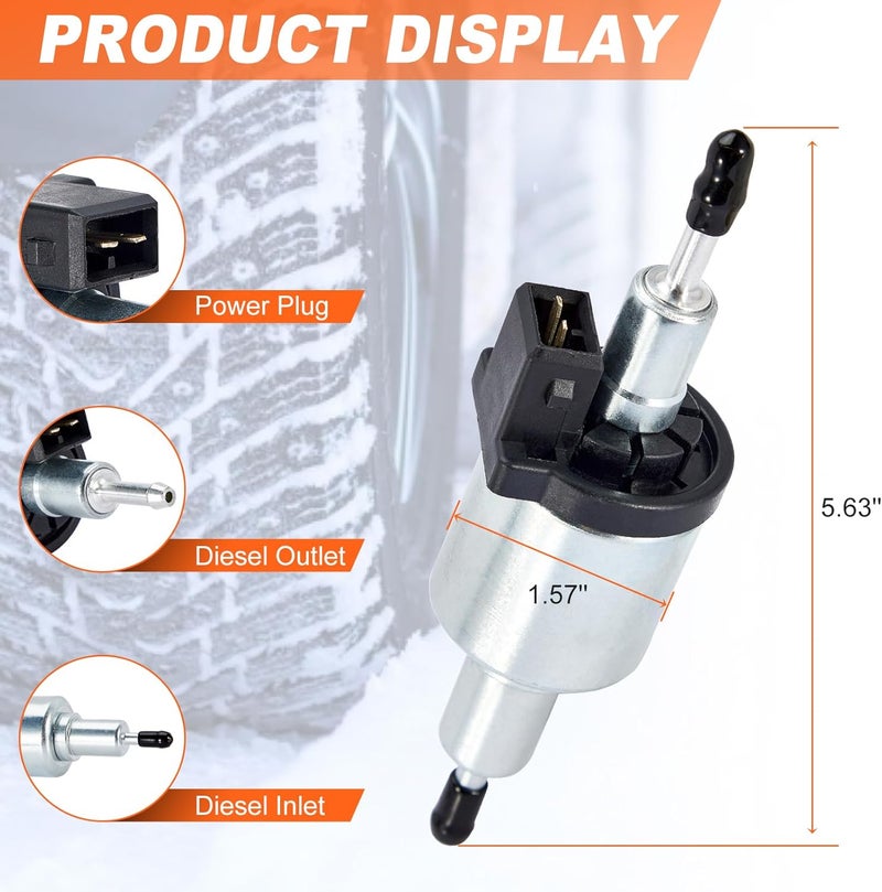 CarBole 12V Air Diesel Parking Heater Fuel Pump, for Webasto Eberspacher Auto Heater 2KW 5KW 8KW, Quiet Electric Pulse Metering Pump with Holder - Image 3